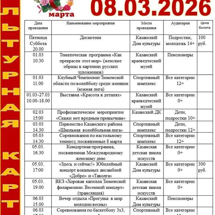 Культурная карта 01.03.2026-08.03.2026